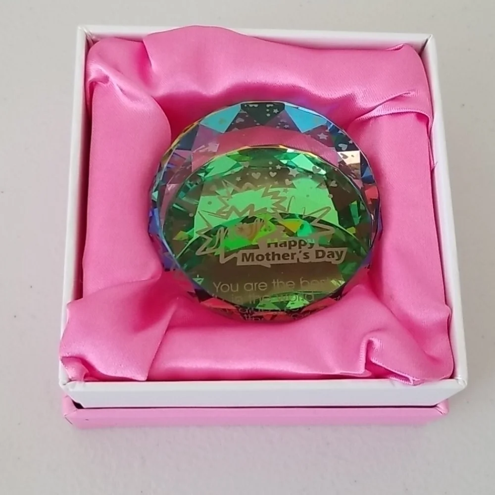 Crystal Paperweight with Mother's day message